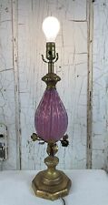 VTG Hollywood Regency Pink Glass Table Lamp MCM Boudoir Bubble Glass Maximalism picture