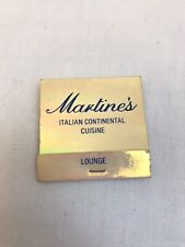 Martine’s Italian Continental Cuisine Restaurant Matchbook Used picture