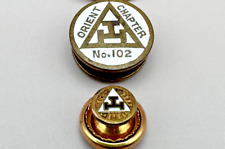 VINTAGE ROYAL ARCH MASONS ORIENT CHAPTER NO 102 SCREW BACK PIN & LAPEL TIE PIN picture