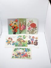 Vintage Rarity USSR Postcards March 8 Flowers Puss in Boots Cheburashka Girl Old picture