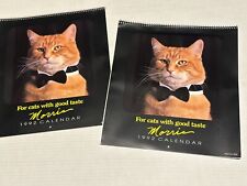 VINTAGE 1992 MORRIS THE CAT Calendar lot of 2 UNUSED nr mint 9 lives advertising picture