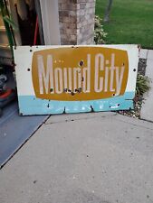 c.1950s Original Vintage Mound City Paint Sign Metal Porcelain HUGE Gas Oil Soda picture