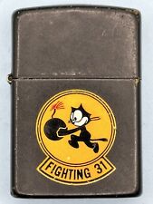 Vintage 1973 Felix Cat Fighting 31 Squadron Black Matte Zippo Lighter picture