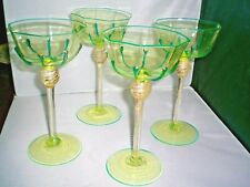 4 Venetian Champagne Stemware / Mint / Uranium Glasses /Galliano Ferro picture