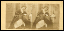 Woman Reading a Book, ca.1880, Stereo Vintage Print Stereo, Print d picture