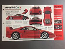1987 - 1992 Ferrari F40 Poster, Spec Sheet, Folder, Brochure - Awesome L@@K picture