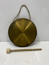 traditional Old Vintage Round PlateBrass Metal  Original Gong Bell With Mallet picture