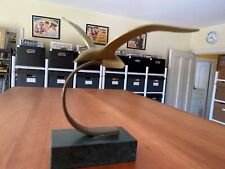 Vintage Brass Seagull Flight Figurine Sculpture 8