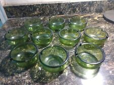 ~ Set Of Ten 10 Matching Glass Ash Trays Vintage Smoking Emerald Lot Ashtray ~ picture