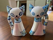 Vintage Relco Creations Mosaic Siamese Cats Salt and Pepper Shakers picture
