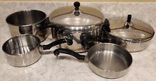 Farberware 7 pc Cookware Set Stainless Steel Aluminum Clad Pots Pans Vintage Lid picture