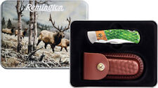 Remington Rocky Mountain Elk Gift Tin Wood Folding Stainless Pocket Knife 15718 picture