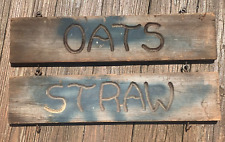 Antique Wood Carved Barn Board Sign OATS, STRAW, Primitive Vintage Double Hanger picture
