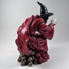 Vintage 1996 Summit Collection Myths& Legends Wizard Sitting on Skulls Statue picture