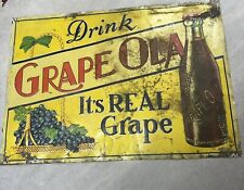 Vintage Antique Drink Grape Ola USA Tin Embossed Sign 28