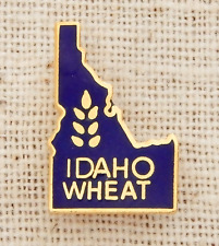 Idaho Wheat Lapel Pin Vintage State Blue Enamel Gold Tone Travel Souvenir Small picture