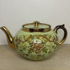 Vintage Gibsons Staffordshire Teapot Gold Green Floral Made in England picture