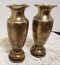 2 1945 WWII Trench Art Artillery 40mm Shell MK2 Brass Vases Handmade  Pre-owned picture