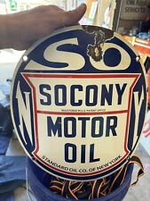 Vintage 20’s - 30s Standard Oil Co NY Socony Gasoline Porcelain Curved Sign picture