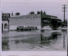 LG802 1955 Original Hegg Photo FRESNO CITY FLOODS East Tulare Street Underwater picture