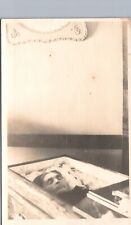DEAD MAN LYING IN COFFIN real photo postcard rppc macabre postmortem death picture
