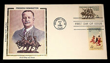 FREDERIC REMINGTON 1981 AMERICAN SCULPTOR SILK FIRST DAY COVER + 1961 STAMP picture