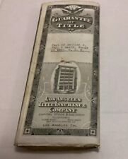 VTG 1918 Los Angeles Title Insurance Co. Guarantee Of Title Property Paperwork. picture