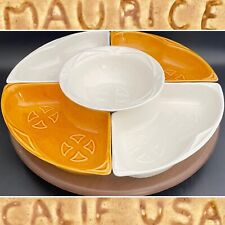 Maurice Ceramics of California White Gold Lazy Susan Snack Set S-14 USA 14