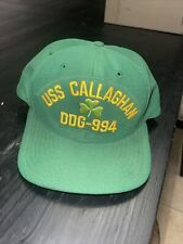 Vintage US NAVY Ship Uss Callaghan Dog 994 Design Green Snapback Hat. picture