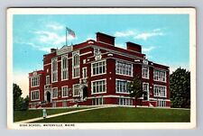 Waterville ME-Maine, High School Building, Antique Vintage Souvenir Postcard picture