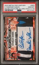 2023 LEAF METAL POP CENTURY Martin & Charlie Sheen Gold Crystals Auto 1/1 PSA 10 picture
