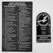 Consolidated B-24 Liberator Data Plate & Checklist Group, WWII Aviation GRP-0108 picture