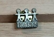 Three Friends Holding Hands Thanks Hat Lapel Pin Vintage picture