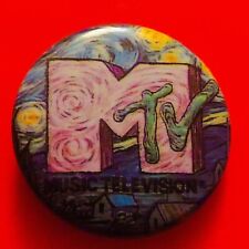 Vintage 1980s Original 80s MTV Metal Pin Pinback BUTTON Van Gogh Art Design VTG picture