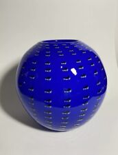 Pizzichiilo Cobalt Blue Art Glass Large Round Rose Bowl Vase Signed Sea Urchin picture