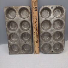 Lot of 2 Vintage Mini Muffin/Cupcake Baking Pan Tins 8 Count, 10.5”x 5.5” picture