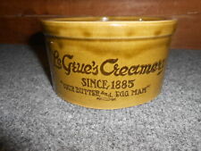 Le Grue's Vintage Stoneware Creamery  Butter & Egg Olive Green Crock.  picture