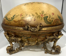 Huge VTG Castilian Decorative Bowl Centerpiece Egg Shape Hinged & Footed Rare picture