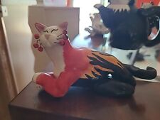 Annaco Creations 7” Whimsiclay Cat Hot Rod Flames by Amy Lacombe Red Black 2001 picture