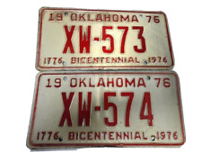 VINTAGE COOL  Previously Owned 1976 Oklahoma Bicentennial plate consecutive pair picture