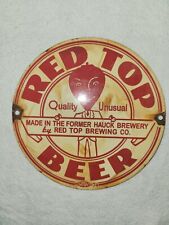 Vintage Redtop Beer Sign Porcelain Redtop Brewery Silvertop Schoenling Gas Oil picture