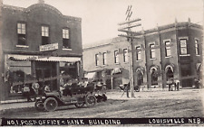 RPPC Louisville NE Nebraska Main Street Post Office IOOF Photo Postcard C60 picture