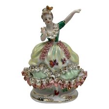 Beautiful Antique Porcelain Victorian Woman Dancing Figurine Hand Painted Rare picture