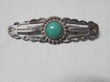 VINTAGE FRED HARVEY c1930-40s NAVAJO INDIAN STERLING SILVER TURQUOISE BAR PIN picture