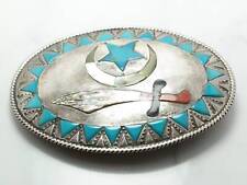 Vintage Zuni Masonic Multi Gem Inlay Belt Buckle picture