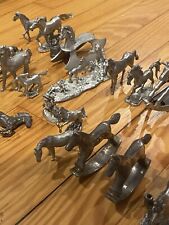 20 Vtg Pewter Horses & Horse Related Pewter Items All Sizes Figurine Lot Of 20 picture
