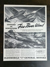Vintage 1943 Oldsmobile General Motors WWII Fighter Planes Full Page Original Ad picture