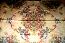 VINTAGE ITALIAN SATIN TAPESTRY BEDSPREAD COVERLET CHERUBS ROSES BIRDS NOT USED picture