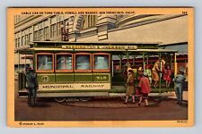 San Francisco CA-California, Cable Car Turn Table, Trolly, Vintage Card Postcard picture