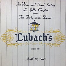Original 1965 Imperial Room Lubach's Restaurant Menu San Diego California picture
